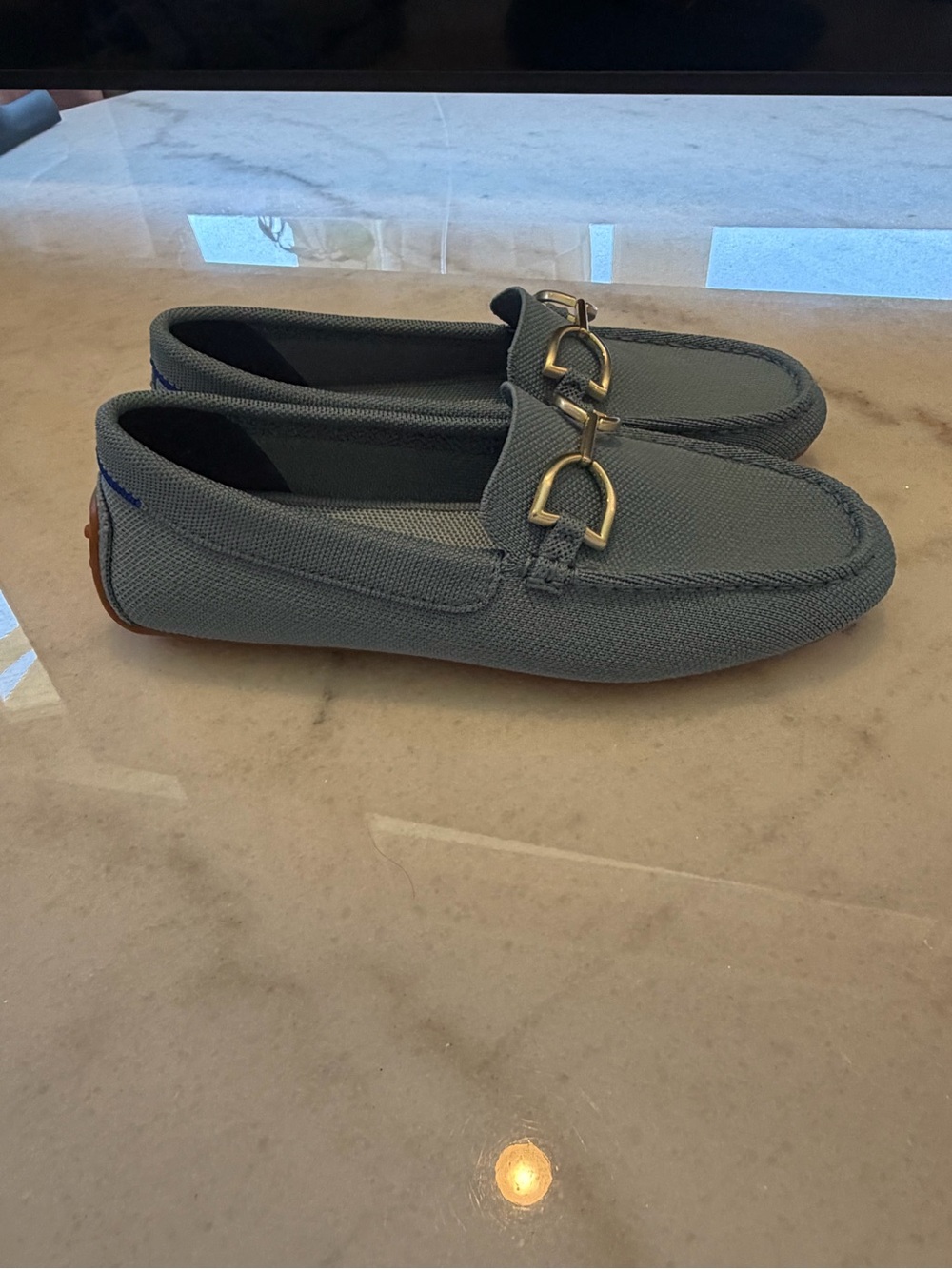 Rothy's Light Blue Driving Loafers with Metal Bit